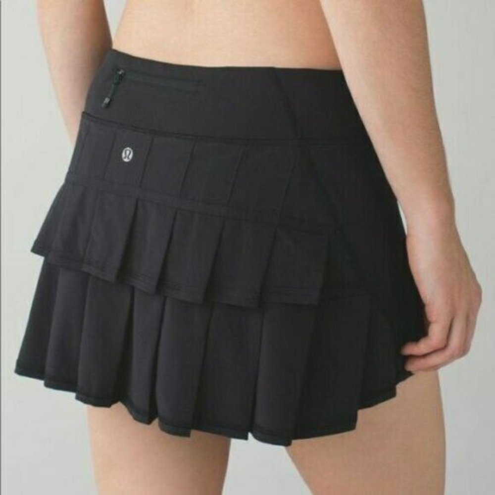 Lululemon PACE SETTER black tennis run skirt sz 8   Perfect Hike Pickleball